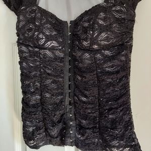 Y2k Black lace corset top